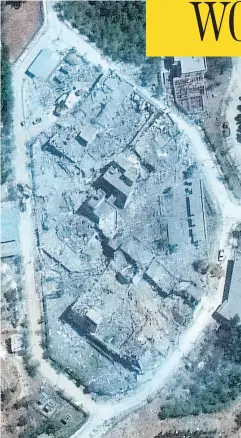  ?? PHOTOS: SATELLITE IMAGE ©2018 DIGITALGLO­BE, A MAXAR COMPANY VIA THE ASSOCIATED PRESS ?? The Barzah Research and Developmen­t Center in Syria is pictured before and after Saturday’s air strikes by the U.S., France and Britain. A former Syrian army chemical weapons official who defected in 2013 said that some key chemical depots, including...