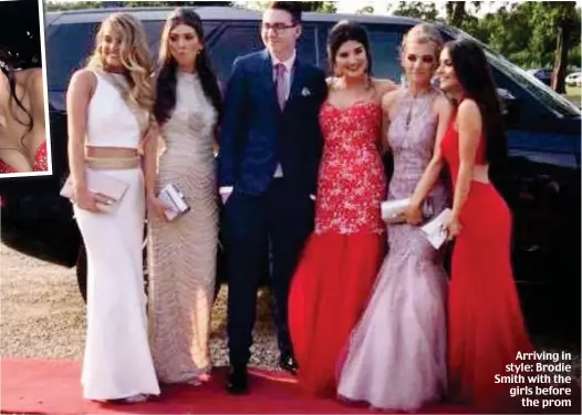  ??  ?? Arriving in style: Brodie Smith with the girls before the prom