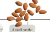  ??  ?? A small handful of almonds packs six grams of protein and four grams of fibre