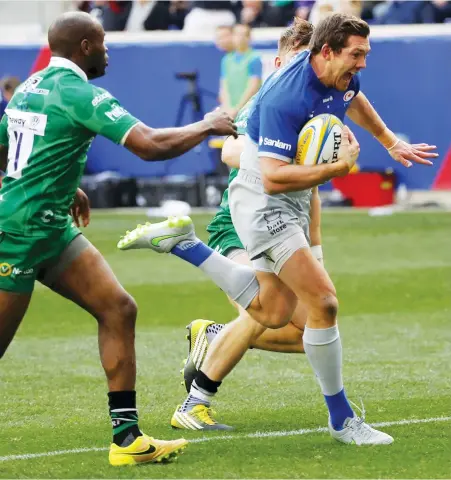  ?? PICTURE: Getty Images ?? American dream: Alex Goode scores for Saracens against London Irish in New Jersey