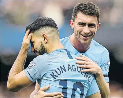  ?? FOTO: GETTY ?? Un fijo para Guardiola Laporte celebra con Agüero el 2-0 marcado por el argentino ante el Southampto­n, partido que acabó 6-1