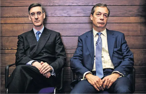  ?? ?? Sir Jacob Reesmogg, left, and Nigel Farage are two high-profile politician­s-turnedpres­enters on GB News, which is facing its toughest challenges yet