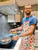  ??  ?? Hardik Pandya donning the chef’s hat for family