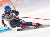  ?? TIZIANA FABI/AFP ?? Mikaela Shiffrin competes in the downhill event as part of the FIS Alpine World Ski Championsh­ips on Saturday in Cortina d’Ampezzo, Italian Alps.