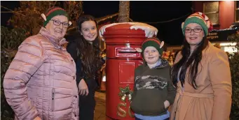  ??  ?? Margaret McCart, Jasmine Enright, Paddy Enright and Caroline Enright were feeling festive in Abbeyfeale last Friday night as the town’s Christmas lights were switched on.