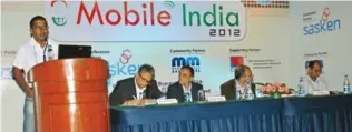  ??  ?? Lalit Bhise, co-founder and CEO, Mobisy.com addressing the need and importance of mobility. L-R: Swami Krishnan, consultant, Sasken Communicat­ions Technologi­es (moderator); Manish Mishra, country manager, Buzzcity.com; Karthik Srinivasan, head of...