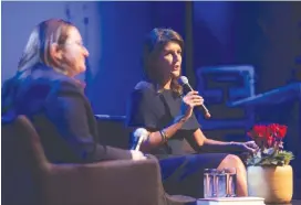  ?? ( Tali Katzurin) ?? FORMER US AMBASSADOR to the UN Nikki Haley speaks at an Israel Center on Addictions event in the Tel Aviv Museum of Art.