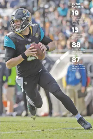  ?? PHELAN M. EBENHACK/THE ASSOCIATED PRESS ?? Former Redskins quarterbac­k Joe Theismann said, ‘It takes forever for [Blake Bortles, above] to get the ball out of his hand. His accuracy is questionab­le. The Jacksonvil­le Jaguars are where they are because of their defense.’