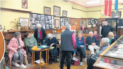  ?? ?? The group of families and friends hearing of settlers at the Dannevirke Gallery of History on Sunday, September 4.