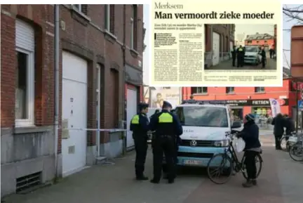  ?? FOTO BFM ?? Op dit archiefbee­ld is te zien hoe de politie het plaatsdeli­ct afbakent.