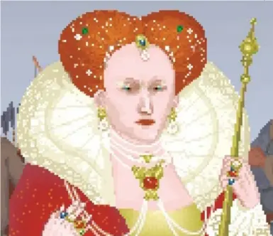  ??  ?? BELOW: Even in pixellated form, Queen Elizabeth I is a bit intimidati­ng.