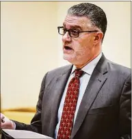  ?? Tyler Sizemore / Hearst Connecticu­t Media file photo ?? Then-state prosecutor Richard Colangelo speaks during a hearing at state Superior Court in Stamford in 2020.