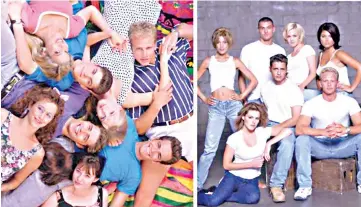  ??  ?? The cast of 'Beverly Hills, 90210'. (Left) (Top Left-Right) Tori Spelling, Brian Austin Green, Jennie Garth, Ian Ziering (Bottom Left-Right) Gabrielle Carteris, Jason Priestley, Shannen Doherty, Luke Perry. • 1997 Right: (Clockwise from Left) Tori Spelling, Brian Austin Green, Jennie Garth,Tiffani- Amber Thiessen, Ian Ziering, Jason Priestley and Kathleen Robertson.