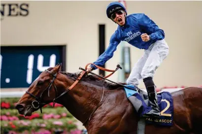  ?? Picture: racingfoto­s.com ?? SPEEDBALL. Blue Point and William Buick win the 2018 King’s Stand Stakes at Royal Ascot. Charlie Appleby’s charge is aiming to atone for a narrow defeat in last year’s Meydan Sprint at tonight’s meeting.