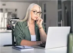  ??  ?? Expert advice: a woman working at home on her laptop and (below from left) Abi Cleeve from skinsense and Dr Preema Vig