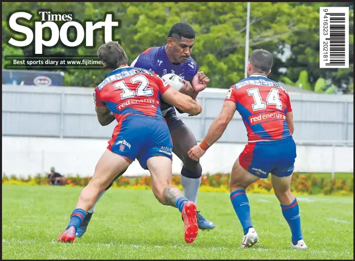  ?? Picture: BALJEET SINGH ?? Tui Kamikamica on attack for the Melbourne Storm against the Newcastle Knights during their clash at Churchill Park in Lautoka yesterday.