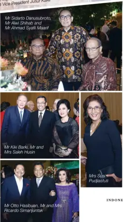  ??  ?? Mr Kiki Barki, Mr and Mrs Saleh Husin Mr Otto Hasibuan, Mr and Mrs Ricardo Simanjunta­k