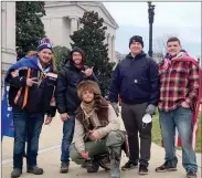  ?? FACEBOOK PHOTO ?? These local men took part of the protests that occured at the Capitol Building in Washington, D.C. on Wednesday during the certificat­ion of the Electoral College Votes. Robbie Miller, Michael Wireman, Ian Horvath, Vernon Richard Miller III and Joshua Fairchild are shown here near the Capitol Building. This group did not participat­e in the breach of the Capitol Building.