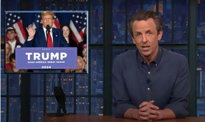  ?? ?? Seth Meyers on Donald Trump: ‘He’s doing that thing again where he pretends the last year of his presidency didn’t happen.’ Photograph: YouTube