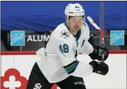  ?? DAVID ZALUBOWSKI — THE ASSOCIATED PRESS, FILE ?? Sharks center Tomas Hertl plays against Colorado on Jan. 28 in Denver. Hertl has played in all 17 games this season, his eighth with the team.