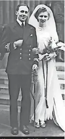  ?? ?? Happy couple: Christian after her wedding to naval hero John