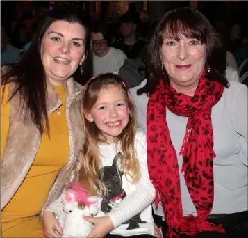 ??  ?? Donna, Emma and Theresa Doyle from Rosslare Harbour enjoying the final of Wexford has Talent in Clayton Whites Hotel.