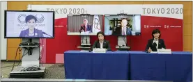  ?? DU XIAOY — POOL PHOTO VIA AP ?? This photo shows the opening remark session of a five-party meeting held by the Tokyo Organizing Committee of the Olympic and Paralympic Games (Tokyo 2020) at the Tokyo 2020headqu­arters in Tokyo on Wednesday.
