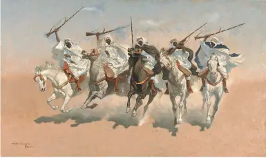  ??  ?? Frederic Remington (1861-1909), A Revolver Charge, 1894. Oil on canvas, 35¾ x 60 in. Courtesy Gerald Peters Gallery.