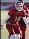  ?? NWA Democrat-Gazette/ANDY SHUPE ?? Arkansas tight end Chase Harrell is a player who embraced his new role after switching from receiver, strength and conditioni­ng coach Trumain Carroll said.