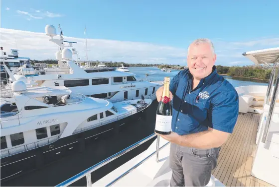  ?? Picture: RICHARD GOSLING ?? Gold Coast City Marina boss and Australian Superyacht Rendezvous founder Trenton Gay extends a warm welcome to visiting superyacht­s.