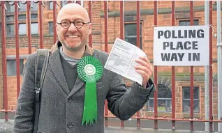  ??  ?? Scottish Green Party co-leader Patrick Harvie about to vote in Glasgow.