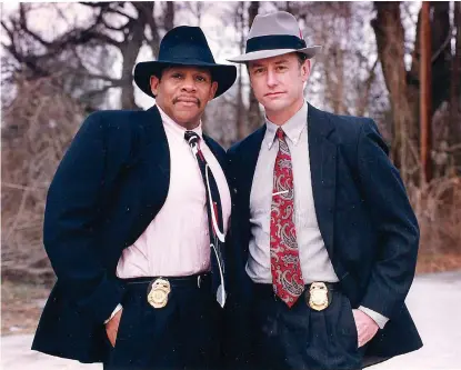  ?? Submitted photo ?? ■ Texarkana native Danny J. Agan, right, enforced the law in Atlanta, Ga., for almost 30 years, retiring in 2003 as the Atlanta Police Department homicide commander. He and his partner Charles Horton, left, whom he started out with on foot patrol, formed what Agan calls a “salt and pepper team.” “I couldn’t have been with a better partner,” Agan said.