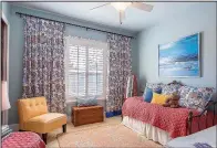  ?? Special to the Democrat-Gazette/MARNI JAMESON ?? The drapes in this bedroom complete the look. They raise and engage the eye, while adding drama, softness and texture.