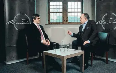  ?? LV ?? Carles Puigdemont en el programa amb què Alex Salmond va debutar ahir a la televisió russa RT