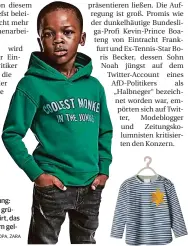  ??  ?? Missglückt­e Werbung: der Junge mit dem grünen H&M-Sweatshirt, das Zara-T-Shirt mit dem gelben Stern.