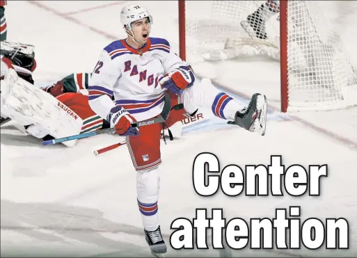  ?? Getty Images ?? FIL’ OUT THE LINEUP: Filip Chytil, the 22-year-old forward entering his fourth season with the Rangers, could be assigned to anchor the second or third lines by incoming head coach Gerard Gallant. Chytil had been on the third line for most of the past two seasons.