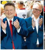  ??  ?? Wiens Bürgermeis­ter Michael Ludwig ( li.) und Burgenland­s Landeshaup­tmann Hans Niessl.