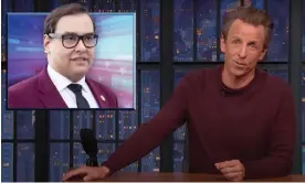  ?? Photograph: Youtube ?? Seth Meyers on new fraud charges for George Santos: ‘He’s less like a member of Congress and more like a telemarket­er scam your grandpa would fall for.’