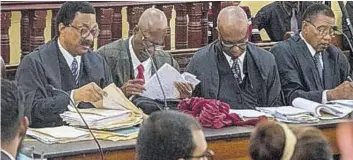  ?? (Photo: CMC) ?? Attorney General Basil Williams (left) during the first sitting of the High Court on government challenges.