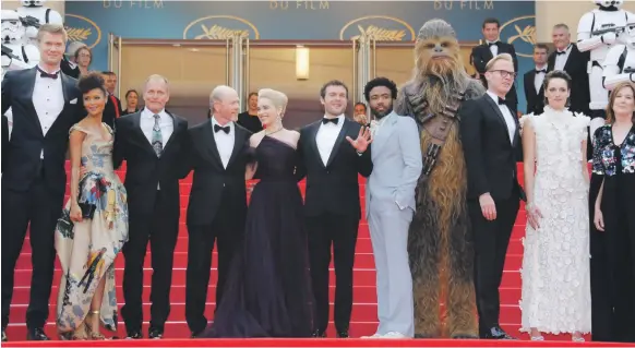  ?? Reuters ?? Cast and crew of the new ‘Solo: A Star Wars Story’ at the Cannes Film Festival, where the film had its European premiere