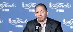  ?? THEARON W. HENDERSON/GETTY IMAGES ?? Tyronn Lue of the Cleveland Cavaliers speaks at a postgame press conference following their 132-113 loss to the Golden State Warriors in Game 2 of the NBA Finals on Monday in Oakland.