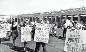  ?? AP ?? Police didn’t want the wooden boardwalk in Atlantic City , N.J., to burn, so they asked the National Women’s Liberation Party not to set fire to bras at its protest.