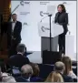  ?? SVEN HOPPE — FOR THE AP ?? Vice President Kamala Harris delivers a speech during the Munich Security Conference in Munich on Saturday.