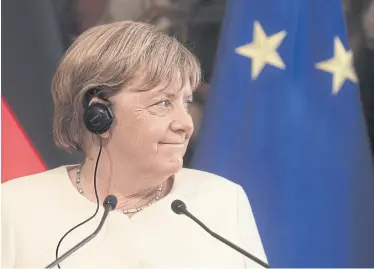  ?? BLOOMBERG ?? Angela Merkel, Germany’s chancellor, in Rome, Italy on Oct 7.