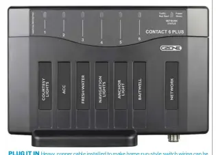  ??  ?? PLUG IT IN Heavy, copper cable installed to make home-run-style switch wiring can be largely replaced by lightweigh­t, low-voltage signals traveling on the network.