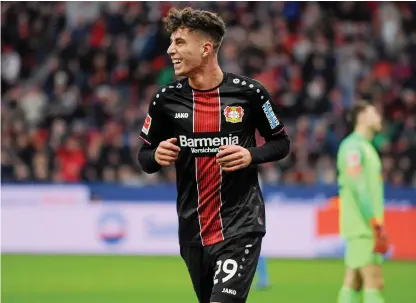  ?? Bild: Uwe Speck ?? Förra helgen firade Kai Havertz sin hundrade seniormatc­h med Leverkusen genom att sänka Stuttgart med matchens enda mål.