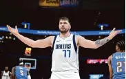  ?? Joshua Gateley/Getty Images ?? Mavericks guard Luka Doncic racked up 29 points, 10 rebounds and seven assists in the Game 2 win.