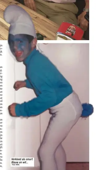  ?? Foto HBVL ?? Verkleed als smurf. Blauw en wit...