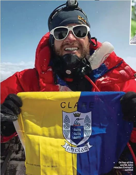  ??  ?? On top of the world: John reaches Everest’s summit