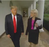  ?? ( Courtesy CBS) ?? US PRESIDENT Donald Trump speaks with CBS’s Leslie Stahl in a still image from ‘ 60 Minutes.’